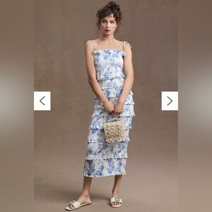 V. Chapman Lily Ruched & Ruffled Stretch Satin Midi Dress - Size 8